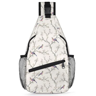 bisibuy Birds On Tree Branch Sling Bag for Women Men Crossbody Sling Backpack Shoulder Bag Chest Bag Daypack for Travel Hiking Outdoor