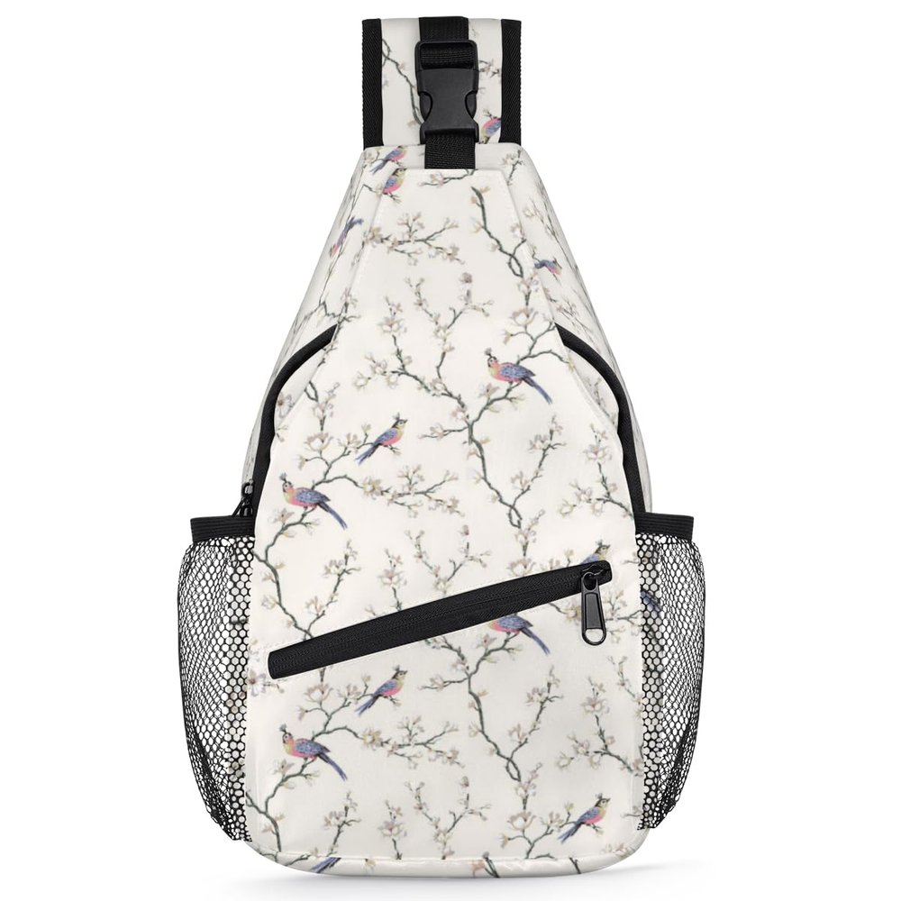 bisibuy Birds On Tree Branch Sling Bag for Women Men Crossbody Sling Backpack Shoulder Bag Chest Bag Daypack for Travel Hiking Outdoor