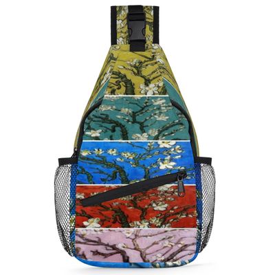 bisibuy Four Color Flower Sling Bag for Women Men Crossbody Sling Backpack Shoulder Bag Chest Bag Daypack for Travel Hiking Outdoor