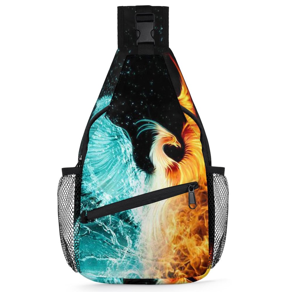 bisibuy Art Painting Phoenix Sling Bag for Women Men Crossbody Sling Backpack Shoulder Bag Chest Bag Daypack for Travel Hiking Outdoor