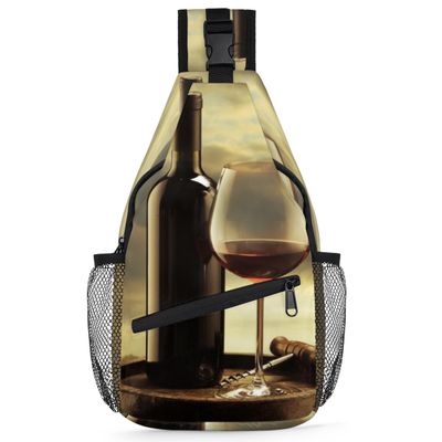 bisibuy Red Wine Glass Sling Bag for Women Men Crossbody Sling Backpack Shoulder Bag Chest Bag Daypack for Travel Hiking Outdoor