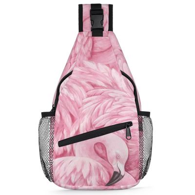 bisibuy Flamingo Sling Bag for Women Men Crossbody Sling Backpack Shoulder Bag Chest Bag Daypack for Travel Hiking Outdoor