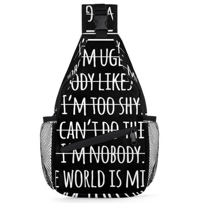 bisibuy Motivational Quotation Sling Bag for Women Men Crossbody Sling Backpack Shoulder Bag Chest Bag Daypack for Travel Hiking Outdoor