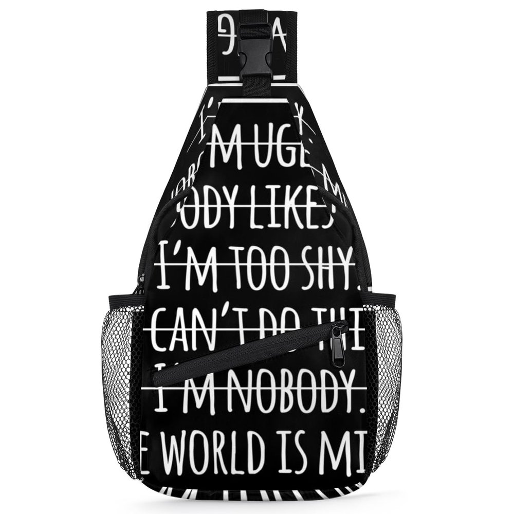bisibuy Motivational Quotation Sling Bag for Women Men Crossbody Sling Backpack Shoulder Bag Chest Bag Daypack for Travel Hiking Outdoor