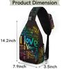 bisibuy Colourful I Love You Desgn Sling Bag for Women Men Crossbody Sling Backpack Shoulder Bag Chest Bag Daypack for Travel Hiking Outdoor view 2