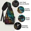bisibuy Colourful I Love You Desgn Sling Bag for Women Men Crossbody Sling Backpack Shoulder Bag Chest Bag Daypack for Travel Hiking Outdoor view 3