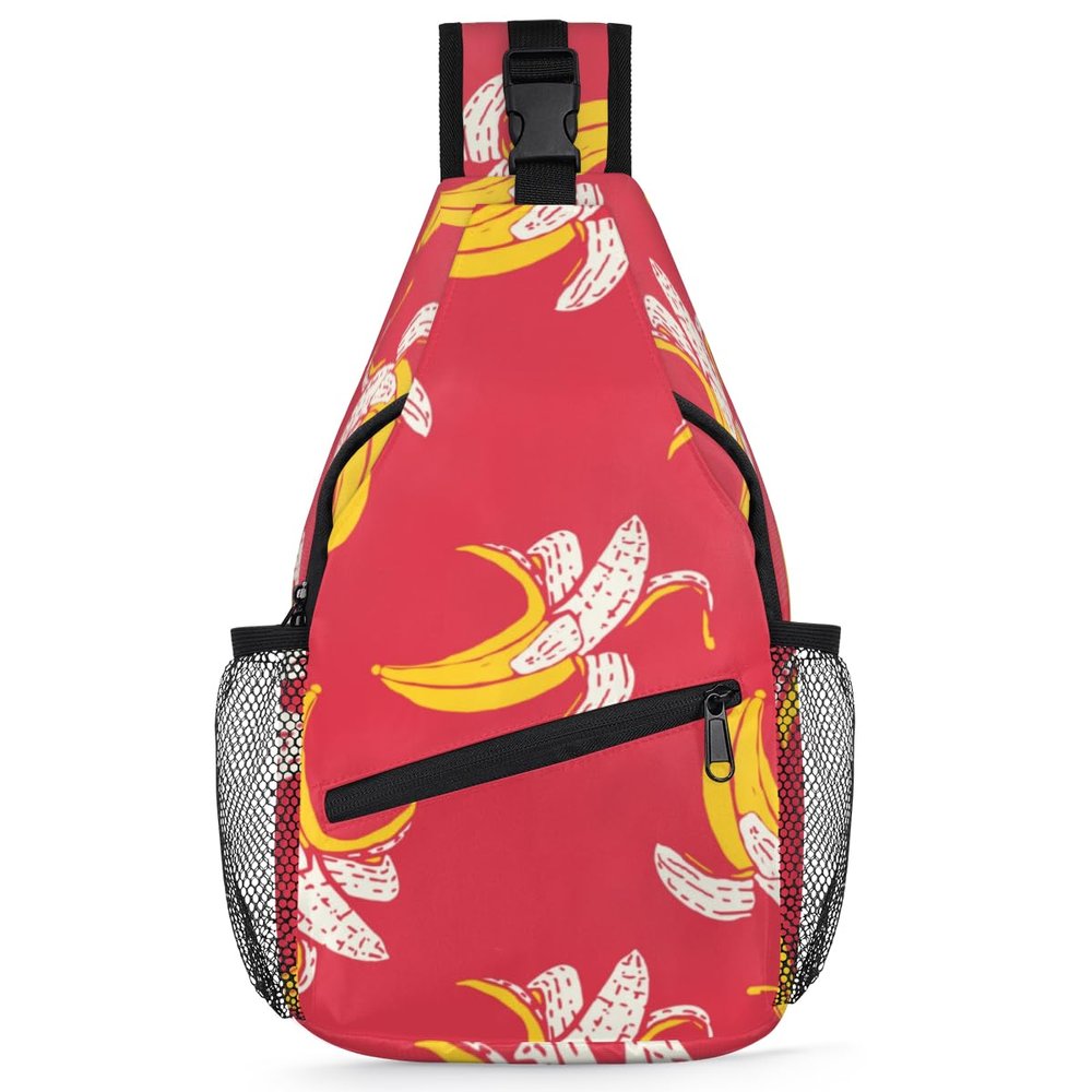 bisibuy Banana Fruit Pattern Sling Bag for Women Men Crossbody Sling Backpack Shoulder Bag Chest Bag Daypack for Travel Hiking Outdoor