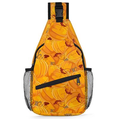 bisibuy Watercolor Pumpkin Pattern Sling Bag for Women Men Crossbody Sling Backpack Shoulder Bag Chest Bag Daypack for Travel Hiking Outdoor