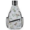 bisibuy Flower Bird Branch Pattern Sling Bag for Women Men Crossbody Sling Backpack Shoulder Bag Chest Bag Daypack for Travel Hiking Outdoor view 1