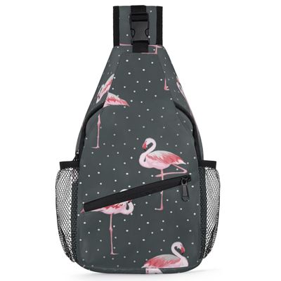 bisibuy Flamingo Dotted Pattern Sling Bag for Women Men Crossbody Sling Backpack Shoulder Bag Chest Bag Daypack for Travel Hiking Outdoor