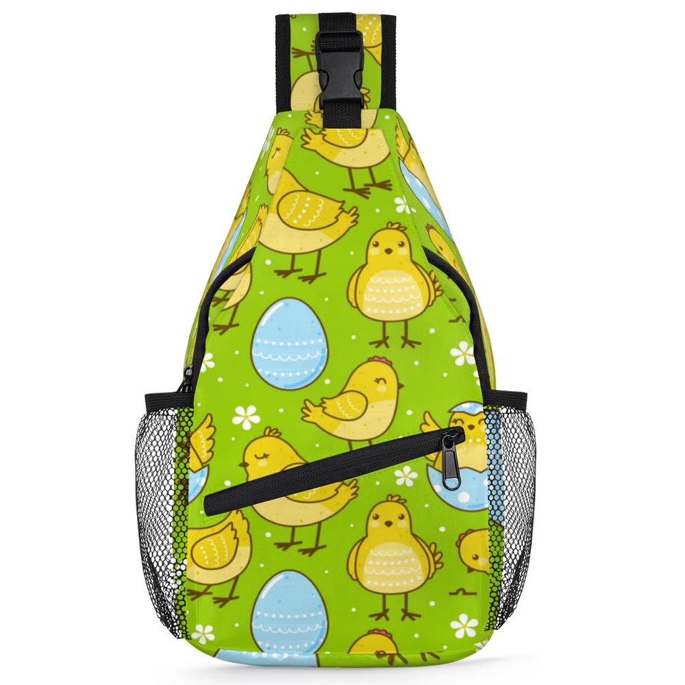 bisibuy Easter Cute Chickens Sling Bag for Women Men Crossbody Sling Backpack Shoulder Bag Chest Bag Daypack for Travel Hiking Outdoor