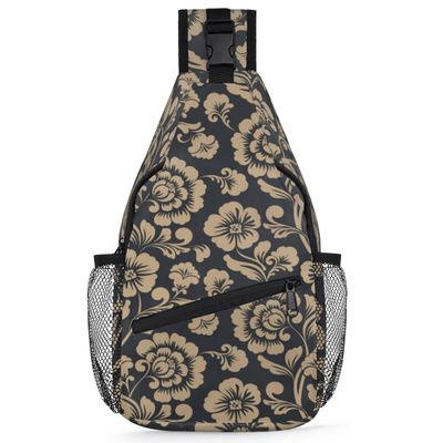 bisibuy Luxury Retro Floral Sling Bag for Women Men Crossbody Sling Backpack Shoulder Bag Chest Bag Daypack for Travel Hiking Outdoor
