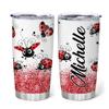 Hyturtle Personalized Gifts LadyBug Lover - Ladybugs Printed Customized Name Stainless Steel Tumbler 20 oz With Lid - Idea Cute Animals Lover Gifts For Women, Girl On Birthday, Christmas view 1