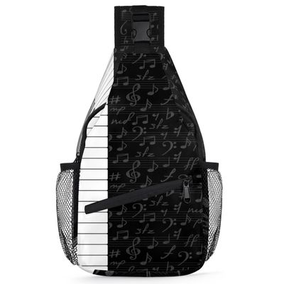 bisibuy Music Notes Piano Keys Sling Bag for Women Men Crossbody Sling Backpack Shoulder Bag Chest Bag Daypack for Travel Hiking Outdoor