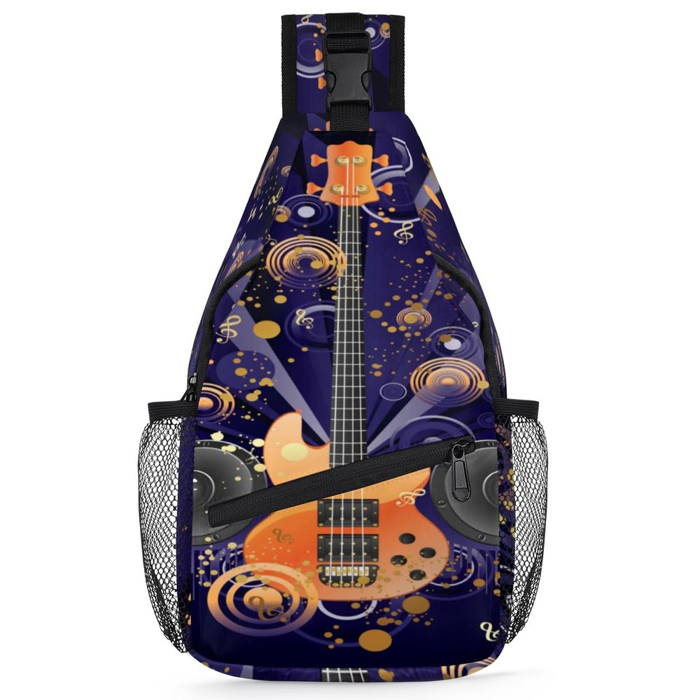 bisibuy Guitar Music Sling Bag for Women Men Crossbody Sling Backpack Shoulder Bag Chest Bag Daypack for Travel Hiking Outdoor