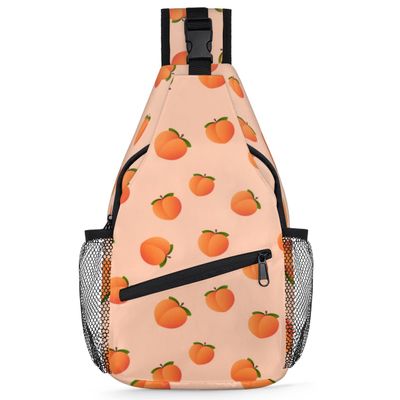 bisibuy Peach Pattern Sling Bag for Women Men Crossbody Sling Backpack Shoulder Bag Chest Bag Daypack for Travel Hiking Outdoor