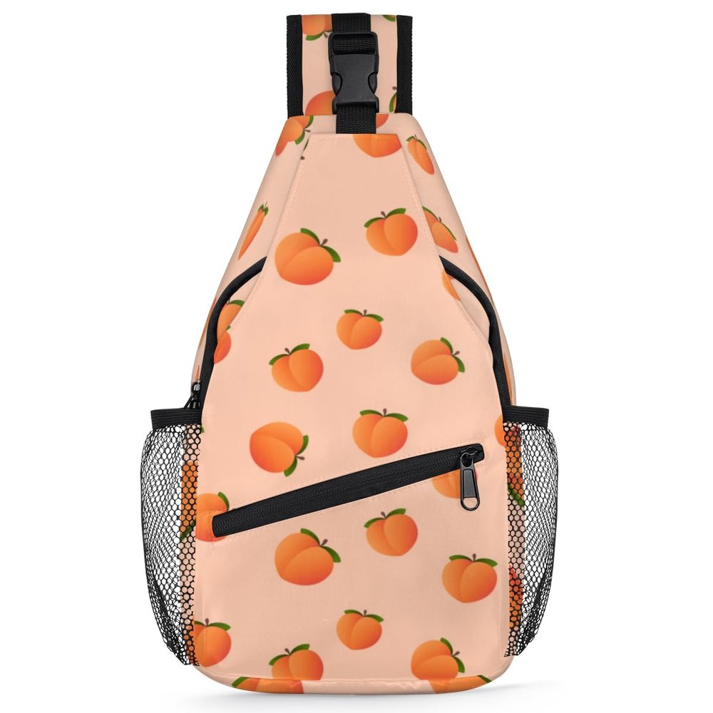bisibuy Peach Pattern Sling Bag for Women Men Crossbody Sling Backpack Shoulder Bag Chest Bag Daypack for Travel Hiking Outdoor
