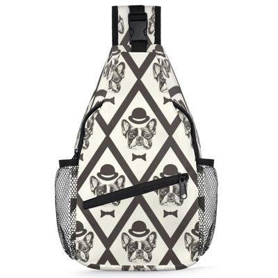 bisibuy Bulldog Seamless Pattern Sling Bag for Women Men Crossbody Sling Backpack Shoulder Bag Chest Bag Daypack for Travel Hiking Outdoor