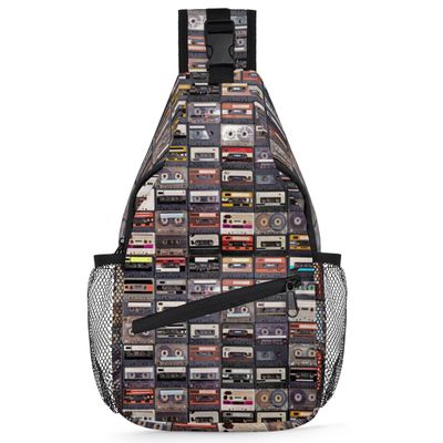 bisibuy Music Tapes Sling Bag for Women Men Crossbody Sling Backpack Shoulder Bag Chest Bag Daypack for Travel Hiking Outdoor