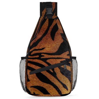 bisibuy Animal Tiger Skin Print Sling Bag for Women Men Crossbody Sling Backpack Shoulder Bag Chest Bag Daypack for Travel Hiking Outdoor