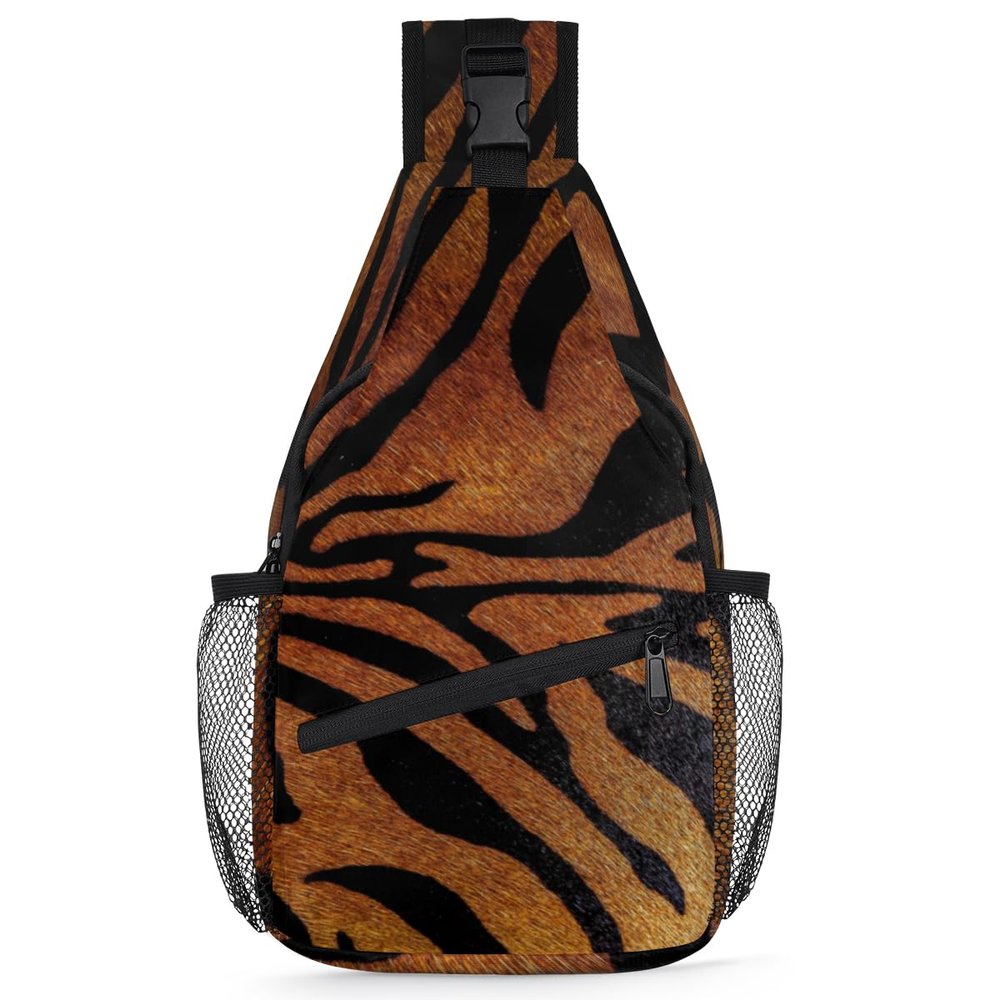 bisibuy Animal Tiger Skin Print Sling Bag for Women Men Crossbody Sling Backpack Shoulder Bag Chest Bag Daypack for Travel Hiking Outdoor