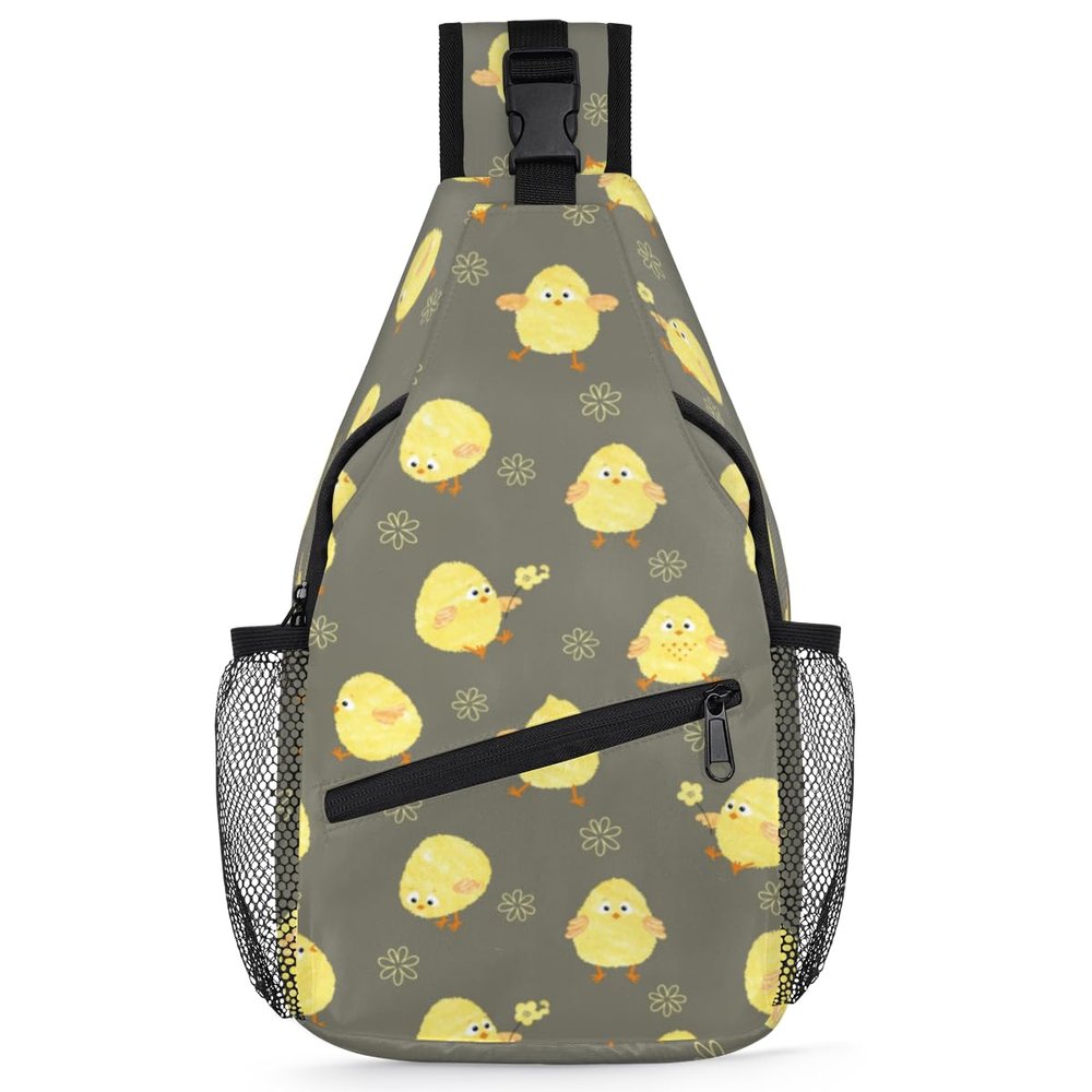 bisibuy Funny Yellow Chicks Sling Bag for Women Men Crossbody Sling Backpack Shoulder Bag Chest Bag Daypack for Travel Hiking Outdoor