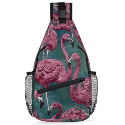 bisibuy Colorful Flamingos Sling Bag for Women Men Crossbody Sling Backpack Shoulder Bag Chest Bag Daypack for Travel Hiking Outdoor