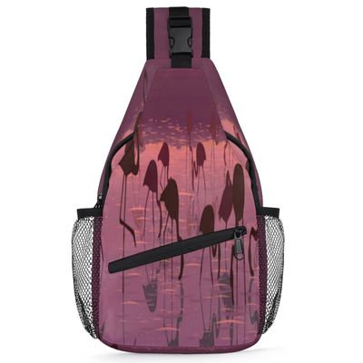 bisibuy Flamingo Sunset Bird Sling Bag for Women Men Crossbody Sling Backpack Shoulder Bag Chest Bag Daypack for Travel Hiking Outdoor