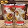 Hyturtle Personalized Gifts LadyBug Lover - Ladybugs Printed Sunflower Customized Name Stainless Steel Tumbler 20 oz With Lid - Idea Cute Animals Lover Gifts For Women, Girl On Birthday, Christmas view 2
