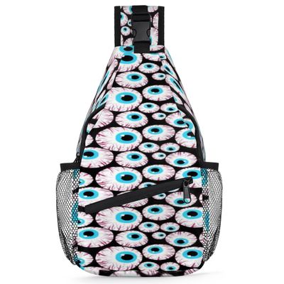 bisibuy Eyeballs Horror Sling Bag for Women Men Crossbody Sling Backpack Shoulder Bag Chest Bag Daypack for Travel Hiking Outdoor