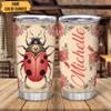 Hyturtle Personalized Gifts LadyBug Lover - Ladybugs Printed Customized Name Stainless Steel Tumbler 20 oz With Lid - Idea Cute Animals Lover Gifts For Women, Girl On Birthday, Christmas view 2