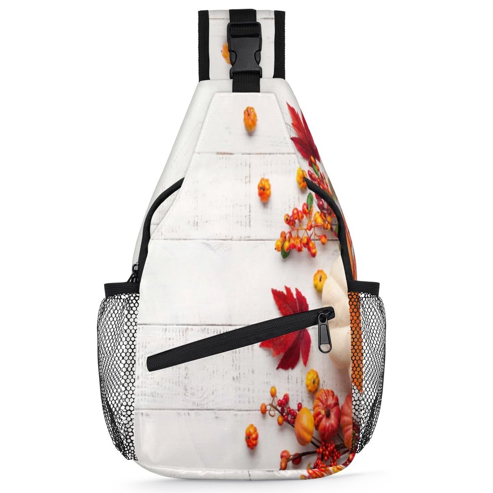bisibuy Plant Pumpkin Sling Bag for Women Men Crossbody Sling Backpack Shoulder Bag Chest Bag Daypack for Travel Hiking Outdoor