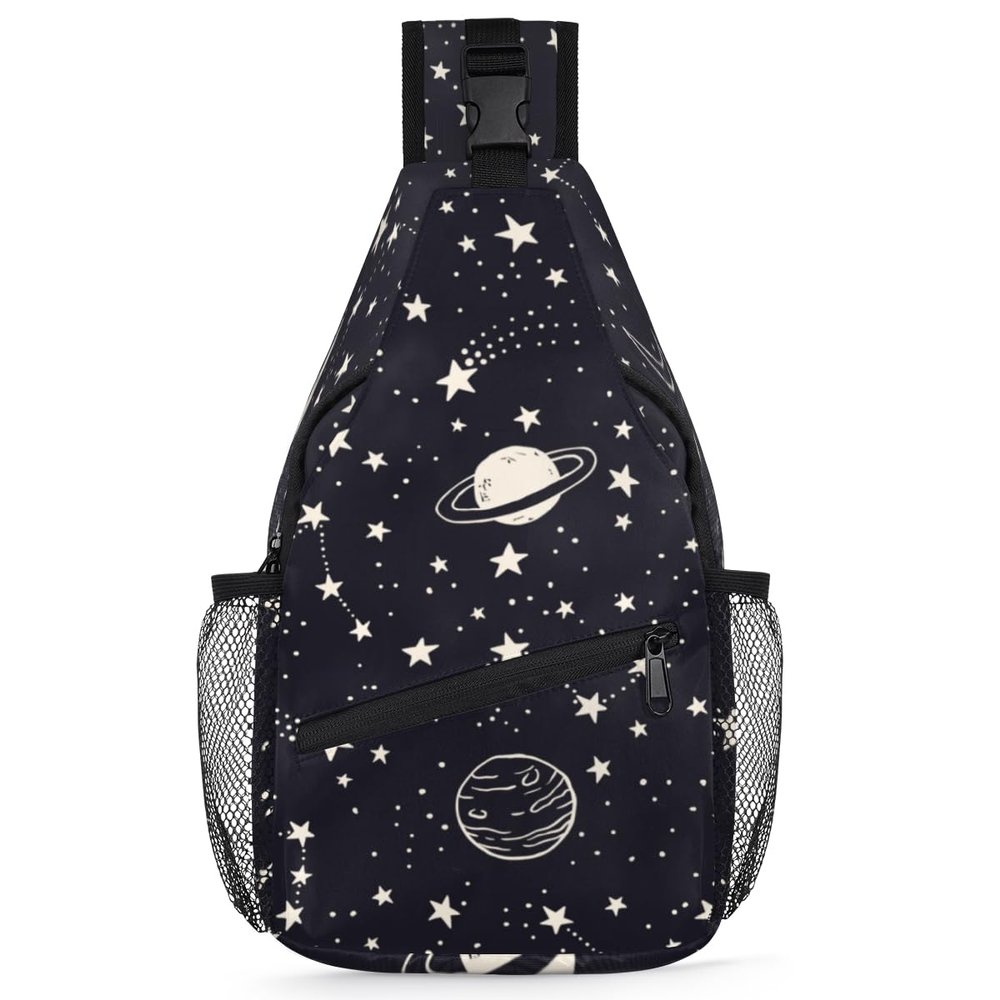 bisibuy Planets Comets Stars Sling Bag for Women Men Crossbody Sling Backpack Shoulder Bag Chest Bag Daypack for Travel Hiking Outdoor