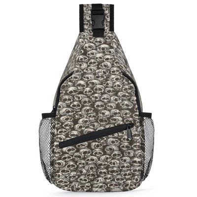 bisibuy Skull Horror Sling Bag for Women Men Crossbody Sling Backpack Shoulder Bag Chest Bag Daypack for Travel Hiking Outdoor