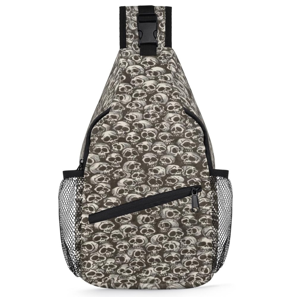 bisibuy Skull Horror Sling Bag for Women Men Crossbody Sling Backpack Shoulder Bag Chest Bag Daypack for Travel Hiking Outdoor