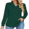 Micoson Christmas Tunic Tops to Wear with Leggings, Womens Winter Tops Long Sleeve Fashion Blouse Lapel V Neck Pullover Sweatshirt Green L view 1