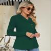 Micoson Christmas Tunic Tops to Wear with Leggings, Womens Winter Tops Long Sleeve Fashion Blouse Lapel V Neck Pullover Sweatshirt Green L view 3