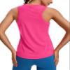 CRZ YOGA Lightweight Workout Tank Tops for Women - Athletic Running Sleeveless Shirts Racerback High Neck T-Shirt Magenta X-Large view 1