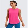 CRZ YOGA Lightweight Workout Tank Tops for Women - Athletic Running Sleeveless Shirts Racerback High Neck T-Shirt Magenta X-Large view 2