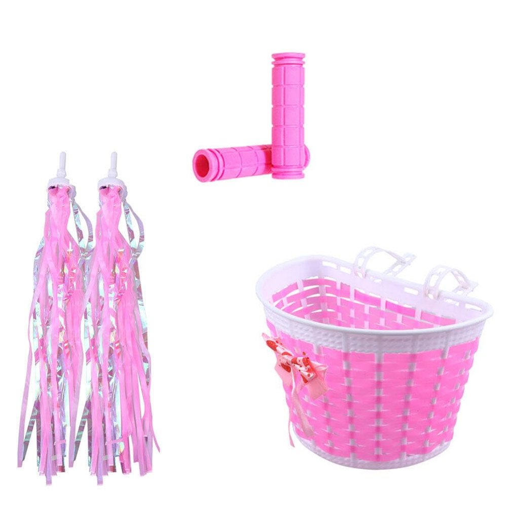 Didiseaon 1set Boy Girl Bike Basket Accessories Streamers and Handlebar Covers Decoration for Boy Girl Includes Basket Streamers and Handlebar Covers