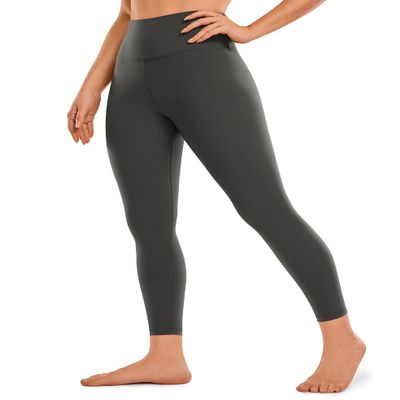 CRZ YOGA Brushed Naked Feeling Workout Leggings 25" - High Waisted Gym Compression Tummy Control Womens Yoga Pants Ink Gray Small