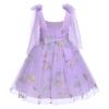 Toddler Baby Girls Floral Embroidery Ruffle Tulle Tutu Dress Kids Sleeveless Butterfly Birthday Christening Wedding Party Dresses Cake Smash Outfit Evening Gown Photo Shoot Purple Flowers 18-24 Months view 2