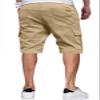 Dokotoo Men Mens Cargo Shorts Casual Linen Elastic 7 inch Drawstring Beach Hiking Jean Shorts with Pockets Knee Length Summer Shorts for Men Light Khaki 32 view 2