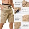 Dokotoo Men Mens Cargo Shorts Casual Linen Elastic 7 inch Drawstring Beach Hiking Jean Shorts with Pockets Knee Length Summer Shorts for Men Light Khaki 32 view 3