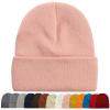 ZOORON 1&2 Packs Beanie for Men Women Men's Beanie Hat Acrylic Knit Cuff Beanie Cap Slouchy Knit Skull Cap Warm Winter hat Pink view 1