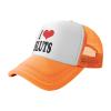 I Love Sluts Trucker hat Women Mesh Baseball Cap Sun Hat Fishing hat Men Hat Dad Hat Orange view 1