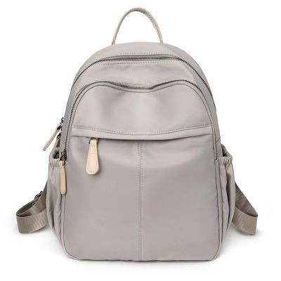 Mn&Sue Women Nylon Backpack Purse Waterproof Ladies Casual Rucksack Fashion Shoulder Bags for Travel College Daypack (Grey)