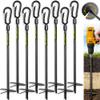 18 Heavy Duty Ground Anchors Screw in(1000lbs), Swing Set Earth Anchors Forged from High Strength Steel, Detachable Carabiner Design, High Wind Trampoline Stakes for Tents, Canopies, Sheds etc view 1