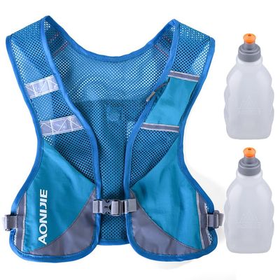AONIJIE Ultralight Running Vest with Reflective Strip Breathable Hydration Backpack for Hiking Camping Marathon Cycling Race (Blue with 2*250ml Water Bottle)