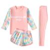 Moggemol Kids Girls Boys 3 Piece Swimsuit Long Sleeve Swim Shirt with Trunks Pants Rash Guard Set UPF 50+ Swimwear Lightpink 2-4 Years view 1